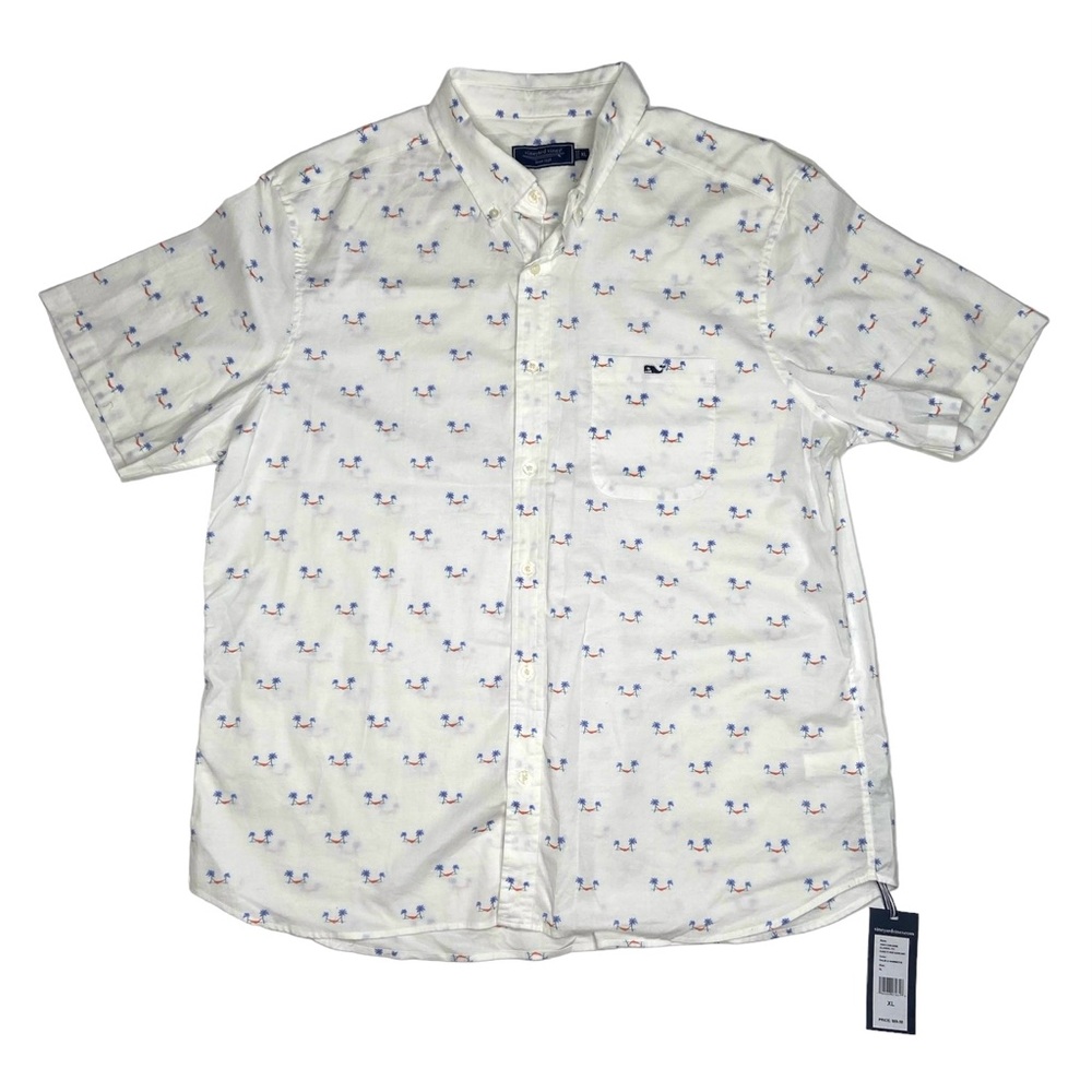 Vineyard Vines Palm & Hammock Classic Fit Short Sleeve Button Shirt Size XL